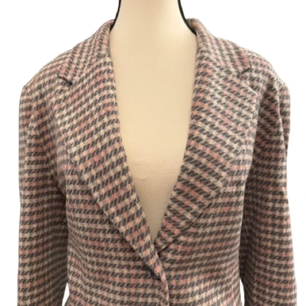 Vintage Pendleton Wool Blazer Size 14 -Pink & Gray Houndstooth plaid Made in USA - Picture 3 of 8
